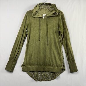 Others Follow Tunic Top Womens Medium Hooded Shirt Lace Back Shirt Boho